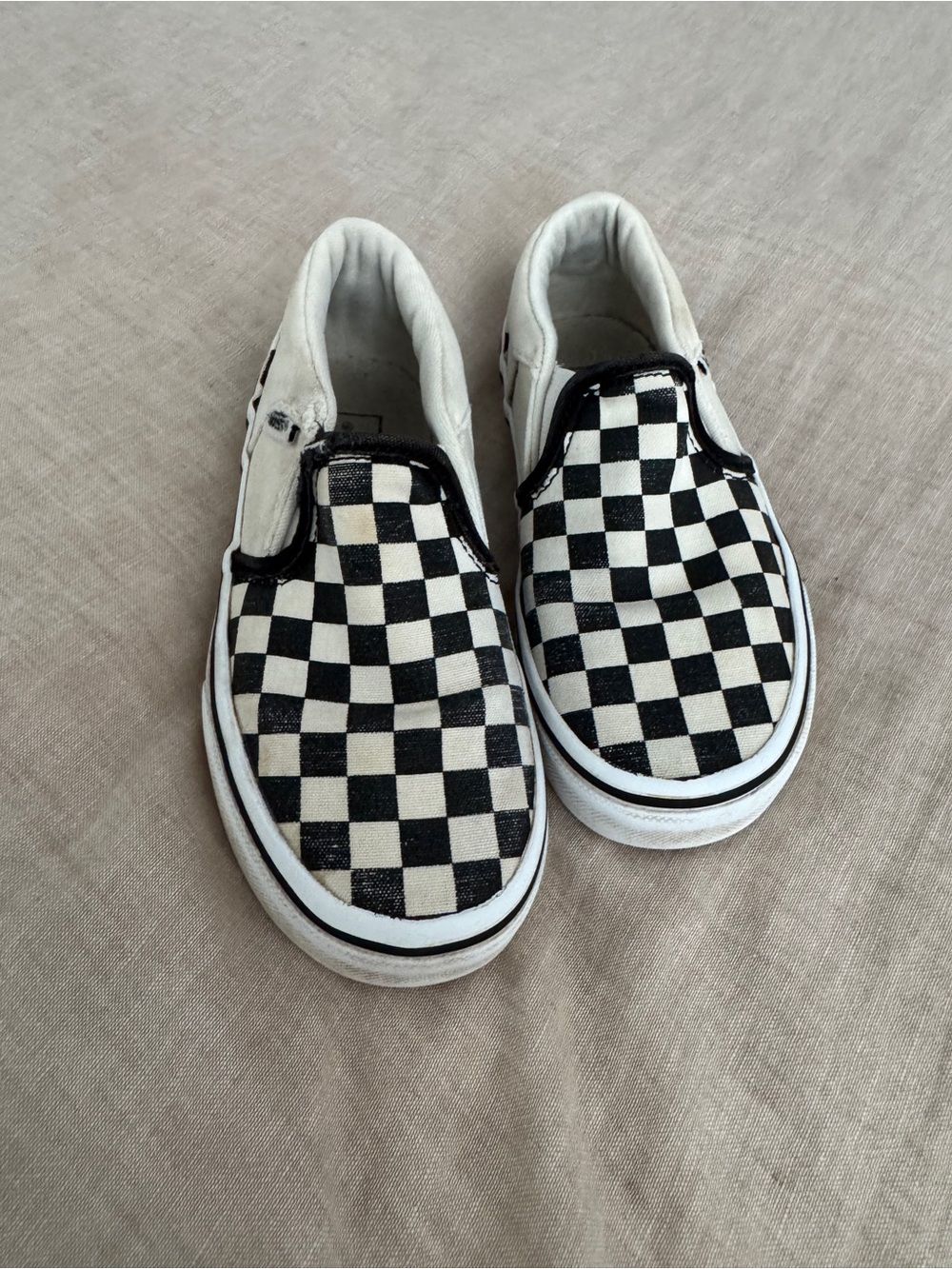 Kids Checkerboard Slip-On Sneakers - Black & White